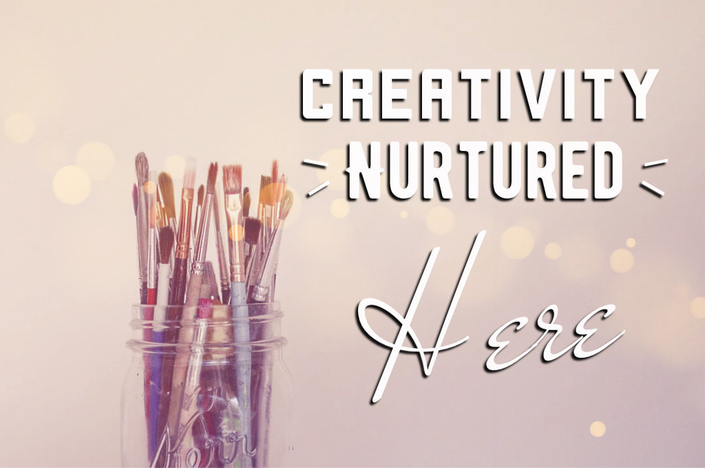 creativity nurtured here, paintbrushes in jar