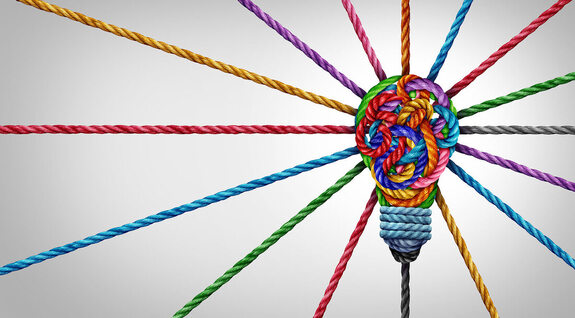 Thought light bulb with colorful ropes for creative people in Maryland and Virginia. You can get creativity coaching for creative people in Richmond, VA, Baltimore, MD and beyond.